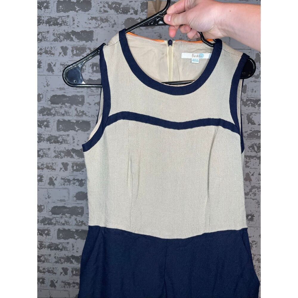 Boden Two-Tone Navy and Cream Asymmetrical Sleeveless Dress